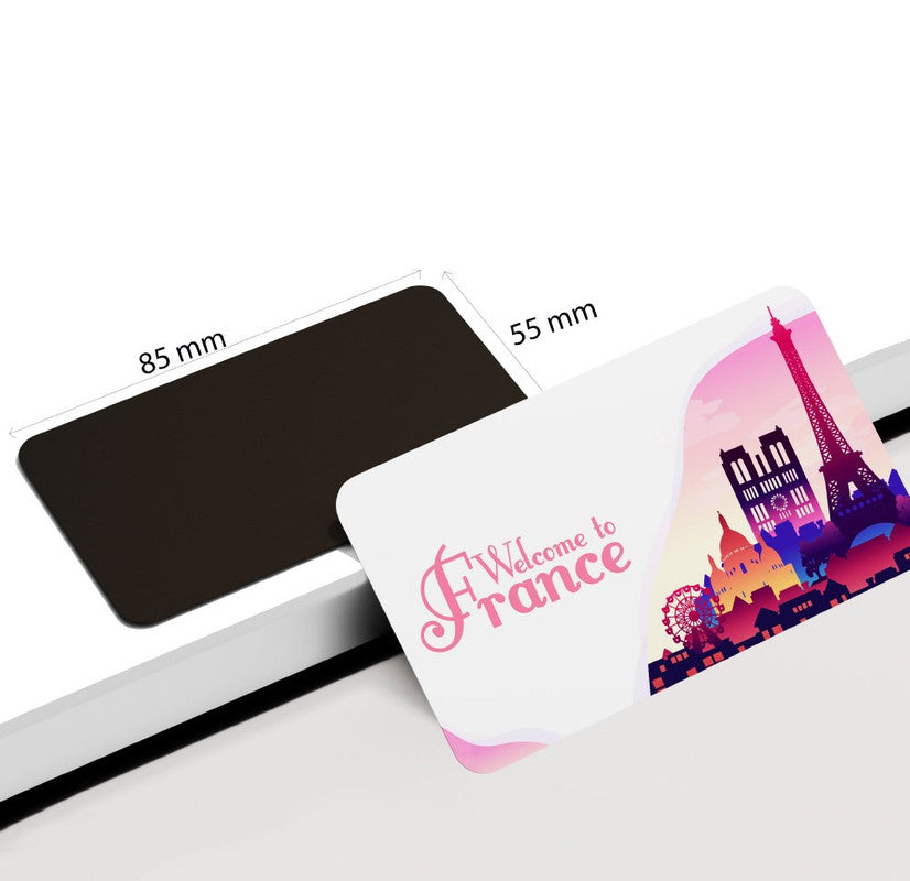 dhcrafts Rectangular Rubber Fridge Magnet / Magnetic Card Multicolor France D2 Design Pack of 1 (8.6cm x 5.4cm)